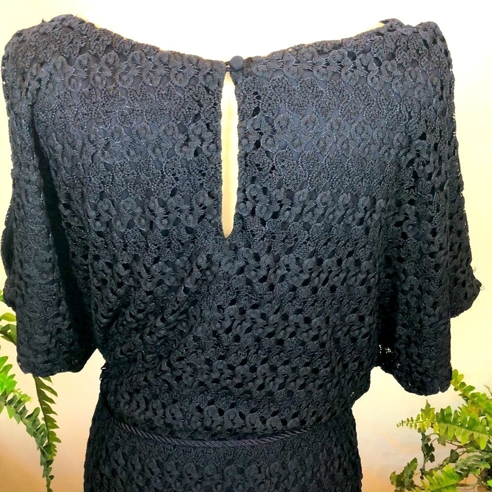 Jessica Howard Navy Blue Crochet Lace Dress Bateau Neckline Women’s Size 6 EUC - Picture 9 of 14